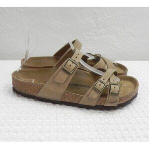 Birkenstocks Franca Leather Tobacco Brown Slide Sandals Women's Size 39